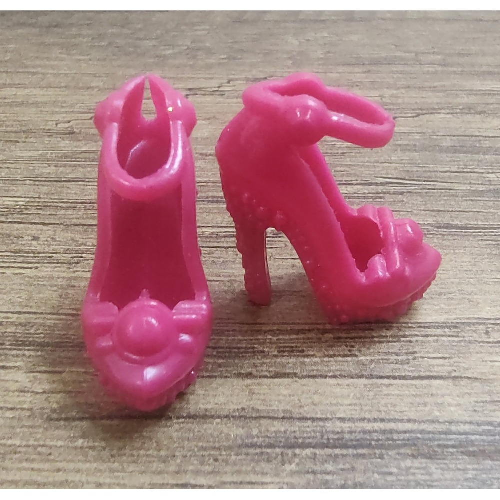Mattel Barbie Fashionistas Doll Shoes Pink Ankle Strap High Heels Shoes Z26